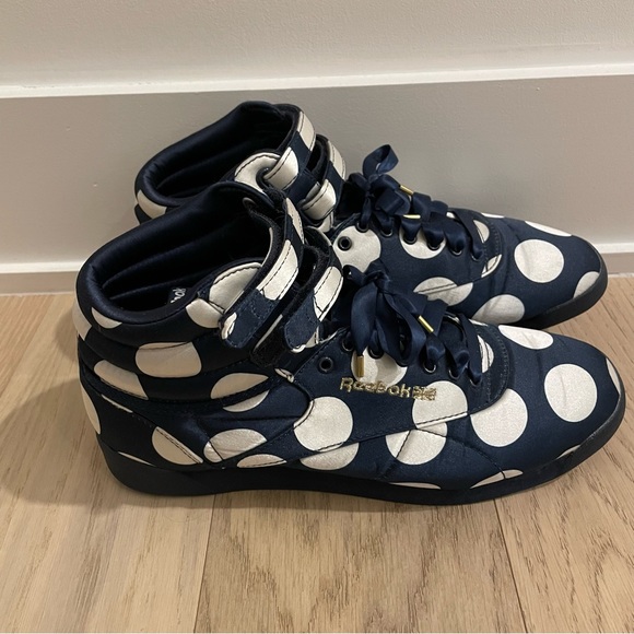 Reebok x ASOS White | Freestyle Satin Dot Sneakers - Picture 6 of 7